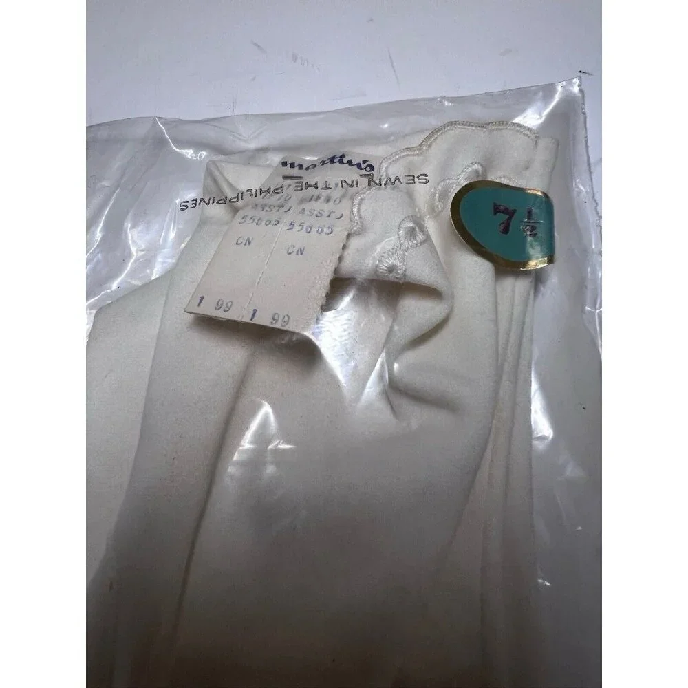 White Martinis Gloves Vintage Flowers Small